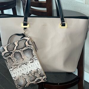 Anne Klein Black and Cream Women's Tote Laptop Bag